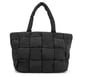 Quilted Checkered Shopper Bag, BLACK, full image number 1