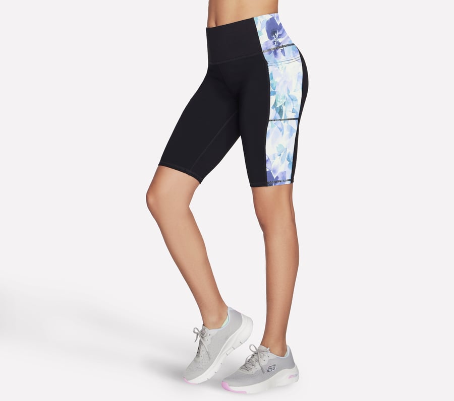 GO WALK Seascape Floral 10 Inch Bike Short, PURPLE / TURQUOISE, fullimage number 0