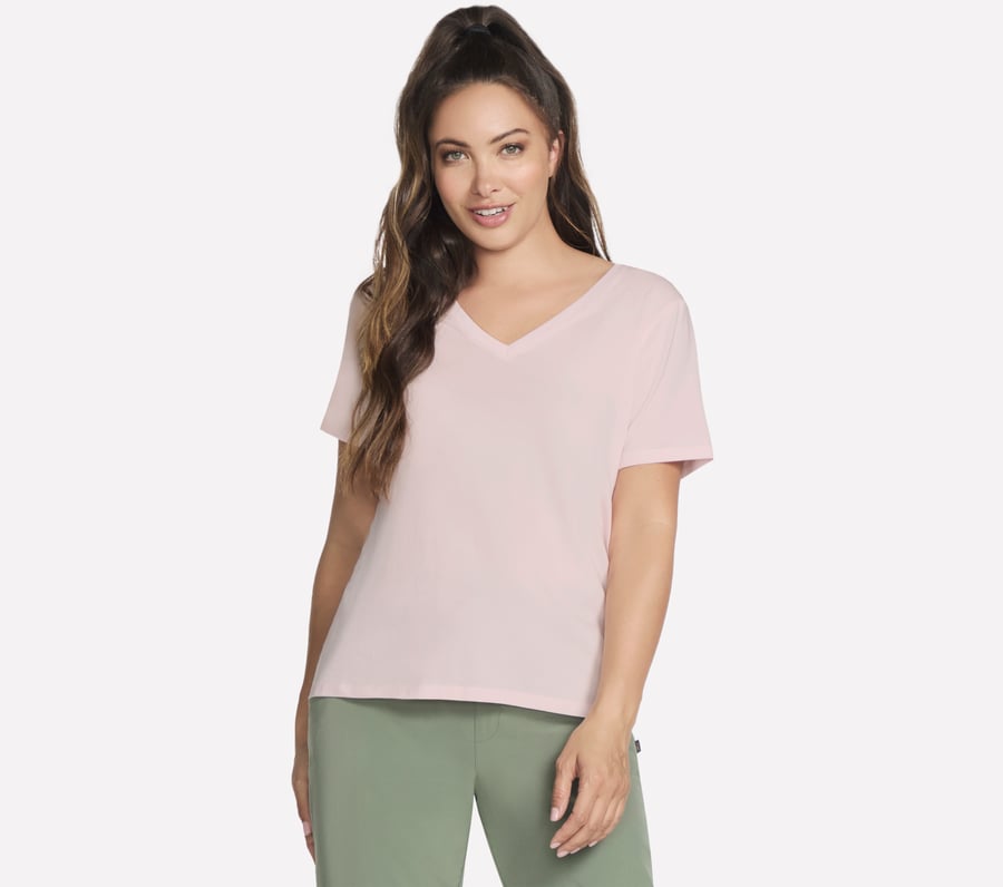 Pima V-Neck Tee, BIANCO / ROSA, fullimage number 0